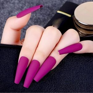 24 piece Bright Long Coffin Shaped Fake Nails